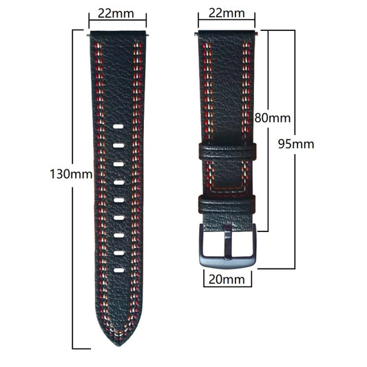 Tricolor Stitching Genuine Leather Watch Band