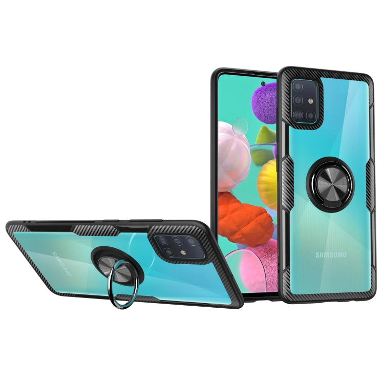 Shockproof Transparent TPU + Acrylic Protective Case with Ring Holder, For Samsung Galaxy A51