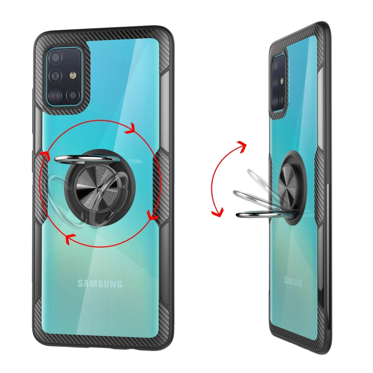 Shockproof Transparent TPU + Acrylic Protective Case with Ring Holder, For Samsung Galaxy A51