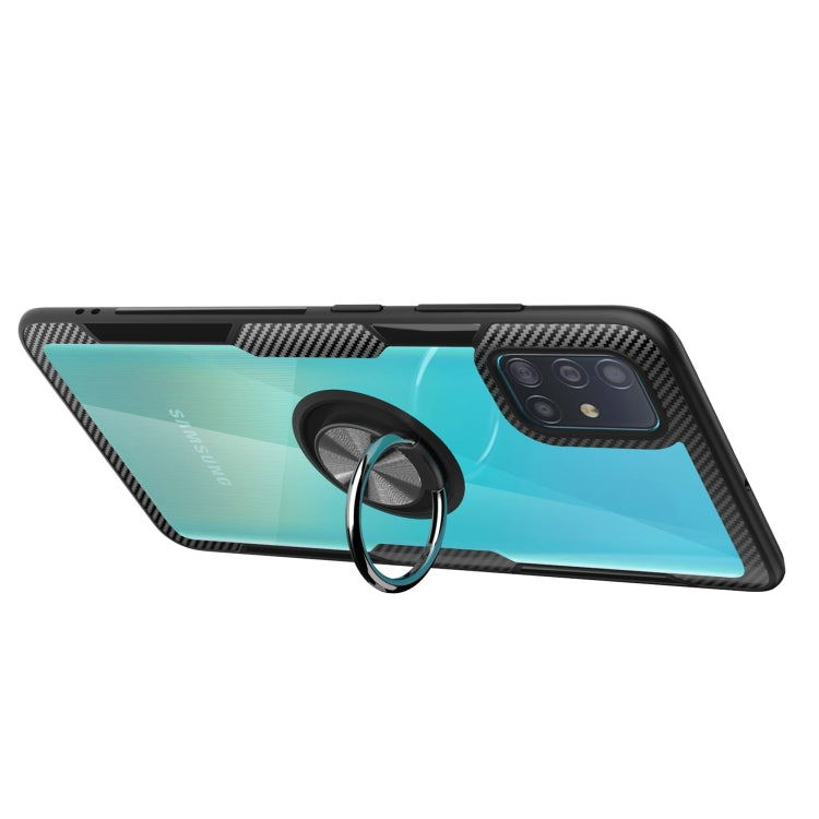 Shockproof Transparent TPU + Acrylic Protective Case with Ring Holder, For Samsung Galaxy A51