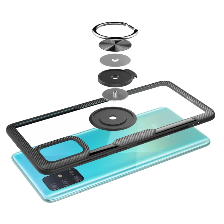 Shockproof Transparent TPU + Acrylic Protective Case with Ring Holder, For Samsung Galaxy A51