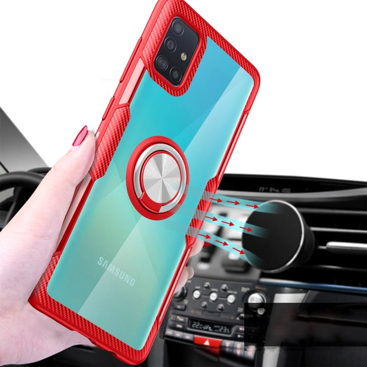 Shockproof Transparent TPU + Acrylic Protective Case with Ring Holder, For Samsung Galaxy A51