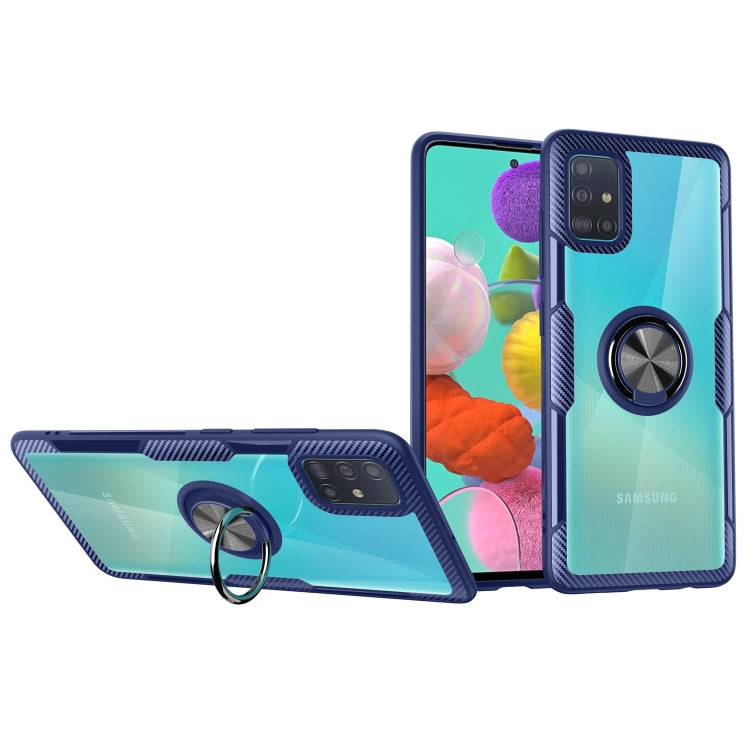 Shockproof Transparent TPU + Acrylic Protective Case with Ring Holder, For Samsung Galaxy A51