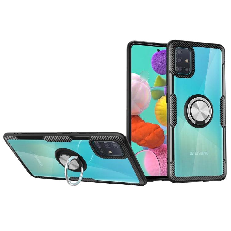 Shockproof Transparent TPU + Acrylic Protective Case with Ring Holder, For Samsung Galaxy A51