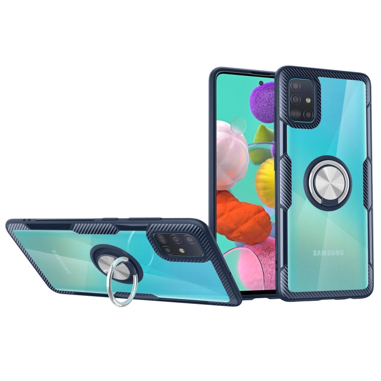 Shockproof Transparent TPU + Acrylic Protective Case with Ring Holder, For Samsung Galaxy A51