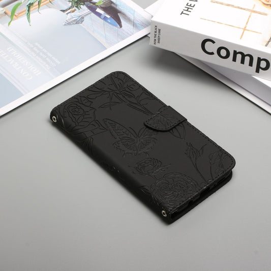 Skin Feel Butterfly Peony Embossed Leather Phone Case