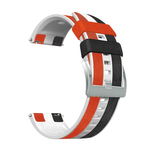 22mm Silicone + Leather Tri-color Watch Band