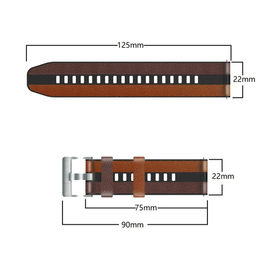 22mm Silicone + Leather Tri-color Watch Band