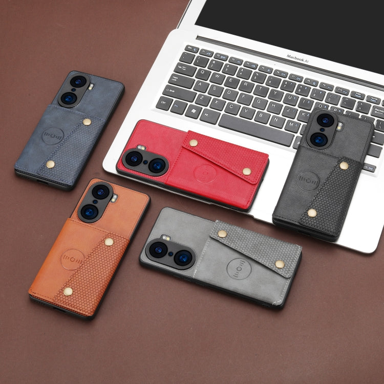 Double Buckle PU + TPU Shockproof Magnetic Phone Case