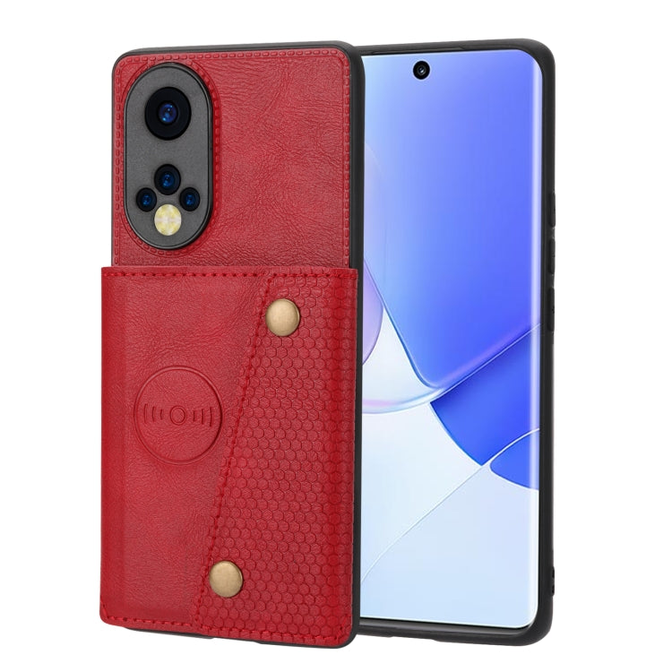 Double Buckle PU + TPU Shockproof Magnetic Phone Case