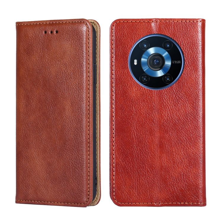 Gloss Oil Solid Color Magnetic Leather Phone Case