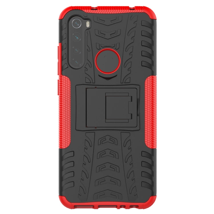 Tire Texture Shockproof TPU+PC Protective Case with Holder, For Xiaomi Redmi Note 8T, For Galaxy A51, For Galaxy A71, For Galaxy Note 10 Lite, For Galaxy S20+, For Galaxy S20 Ultra, For Galaxy A01, For Motorola One Macro, For OPPO Realme XT