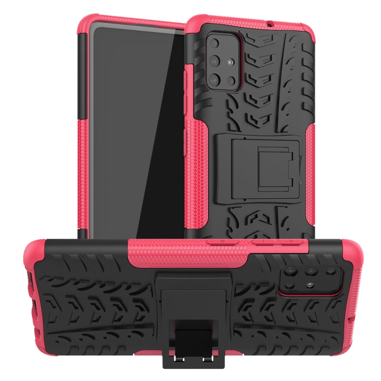 Tire Texture Shockproof TPU+PC Protective Case with Holder, For Xiaomi Redmi Note 8T, For Galaxy A51, For Galaxy A71, For Galaxy Note 10 Lite, For Galaxy S20+, For Galaxy S20 Ultra, For Galaxy A01, For Motorola One Macro, For OPPO Realme XT