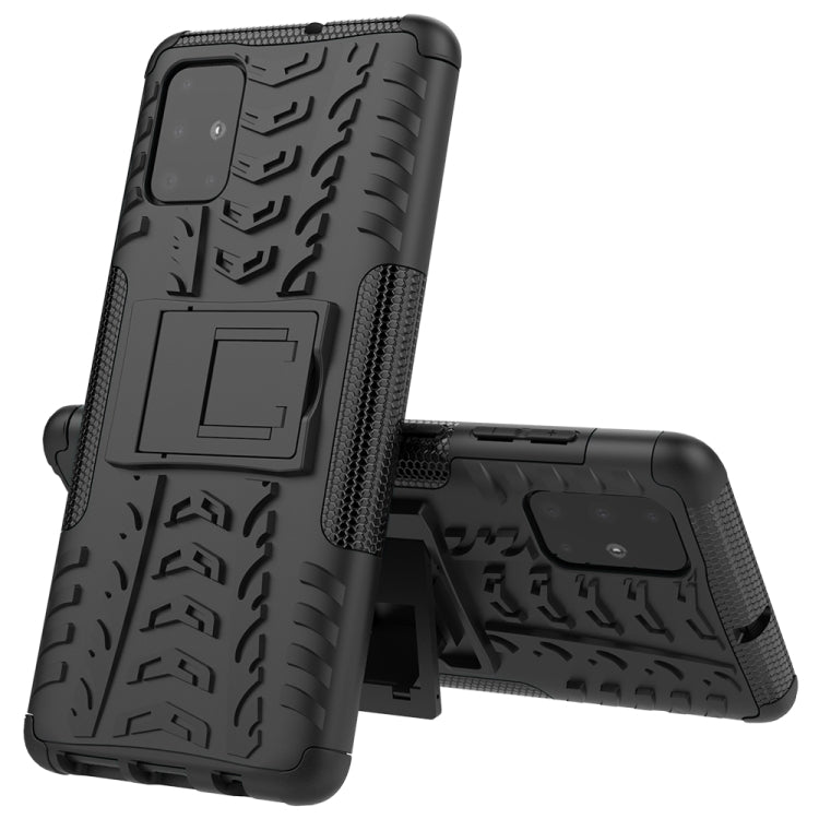 Tire Texture Shockproof TPU+PC Protective Case with Holder, For Xiaomi Redmi Note 8T, For Galaxy A51, For Galaxy A71, For Galaxy Note 10 Lite, For Galaxy S20+, For Galaxy S20 Ultra, For Galaxy A01, For Motorola One Macro, For OPPO Realme XT