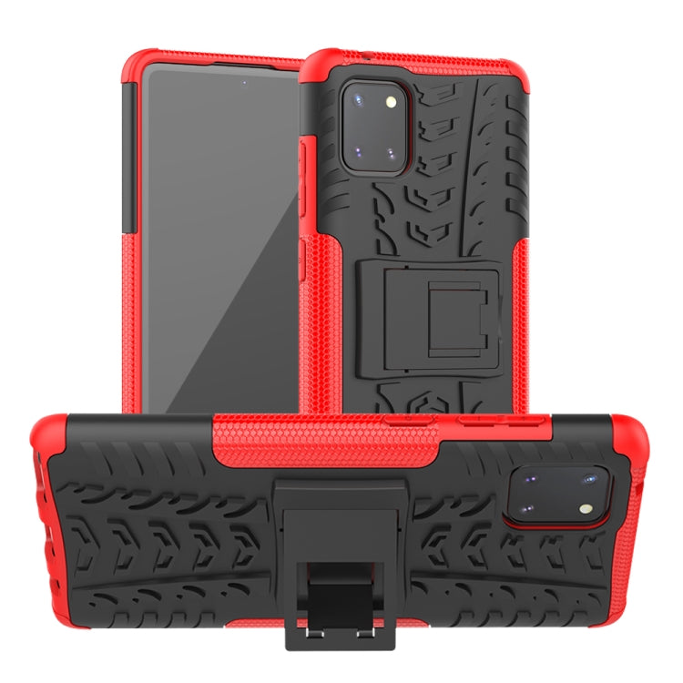 Tire Texture Shockproof TPU+PC Protective Case with Holder, For Xiaomi Redmi Note 8T, For Galaxy A51, For Galaxy A71, For Galaxy Note 10 Lite, For Galaxy S20+, For Galaxy S20 Ultra, For Galaxy A01, For Motorola One Macro, For OPPO Realme XT
