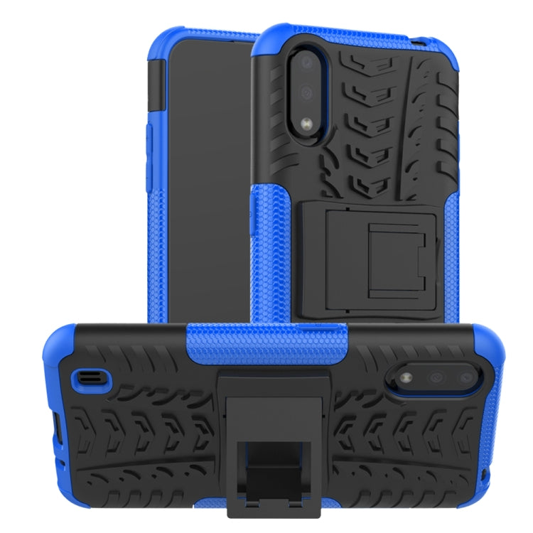 Tire Texture Shockproof TPU+PC Protective Case with Holder, For Xiaomi Redmi Note 8T, For Galaxy A51, For Galaxy A71, For Galaxy Note 10 Lite, For Galaxy S20+, For Galaxy S20 Ultra, For Galaxy A01, For Motorola One Macro, For OPPO Realme XT