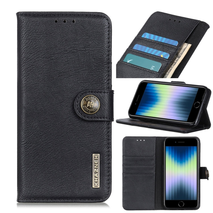 KHAZNEH Cowhide Texture PU + TPU Left and Right Open Leather Case with Bracket & Line Card and Wallet, For iPhone SE 2022 / SE 2020