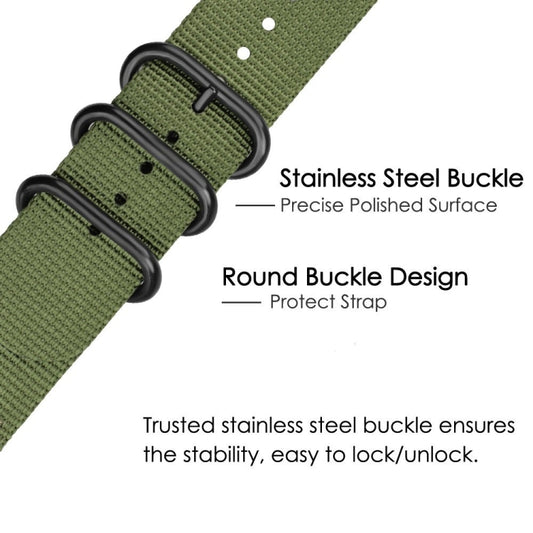 Three-ring Black Buckle Nylon Watch Band