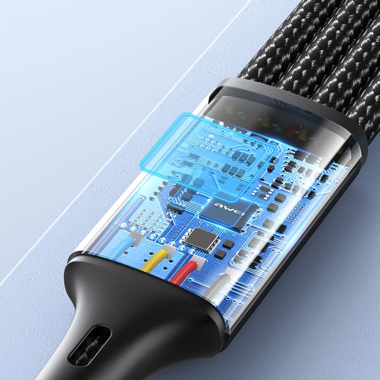awei CL-129 4 in 1 USB to USB-C / Type-C to 8Pin to Micro USB Multi Charging Cable, CL-129