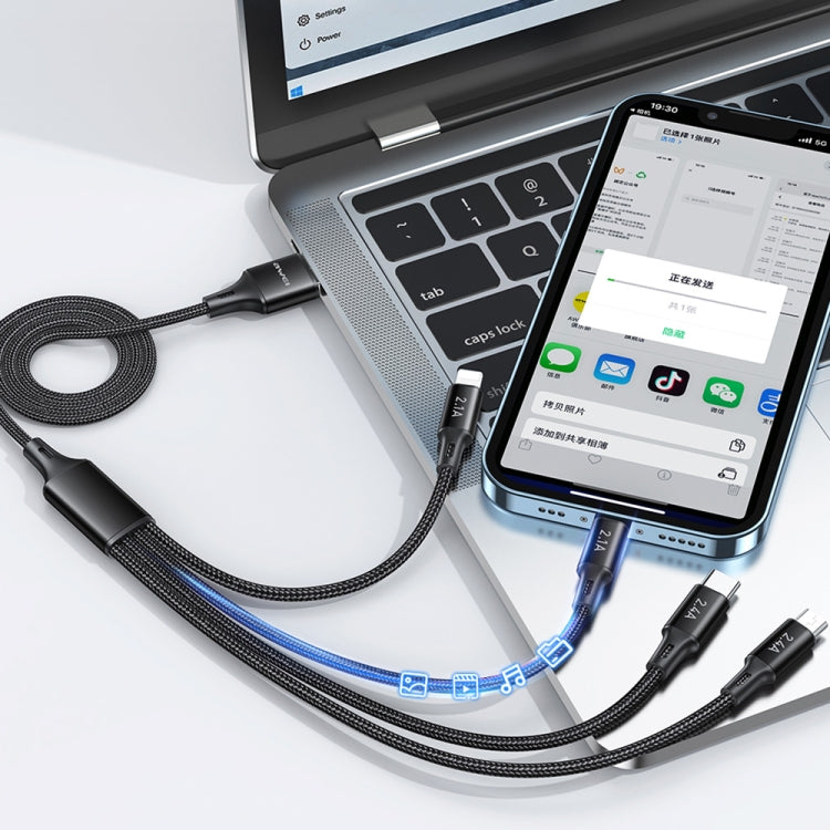 awei CL-129 4 in 1 USB to USB-C / Type-C to 8Pin to Micro USB Multi Charging Cable, CL-129