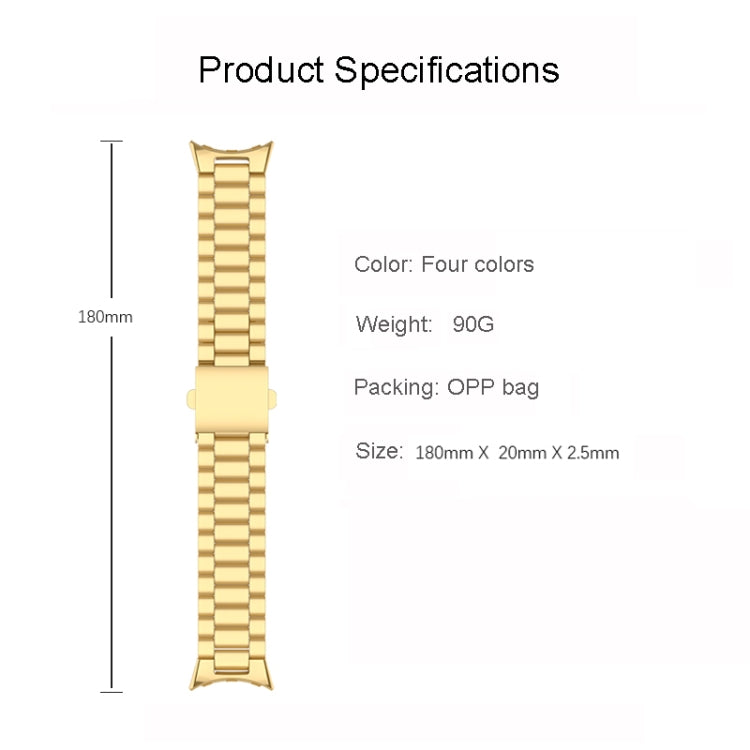 Three Strains Stainless Steel Metal Watch Band, For Google Pixel Watch