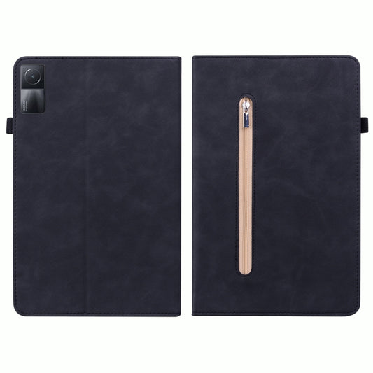 Skin Feel Solid Color Zipper Leather Tablet Case