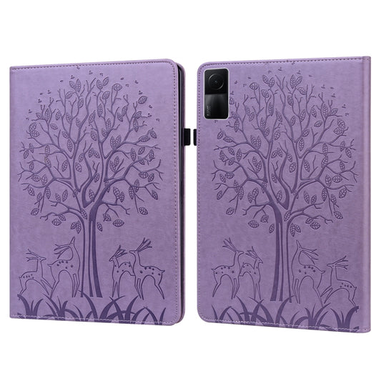 Tree & Deer Pattern Pressed Printing Leather Tablet Case