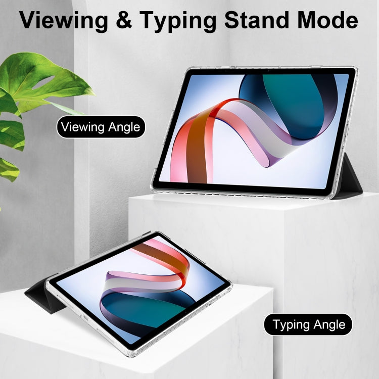 3-Fold Clear Back Cover Leather Smart Tablet Case