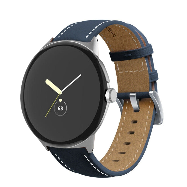 Pointed Tail Stitching Genuine Leather Watch Band, For Google Pixel Watch