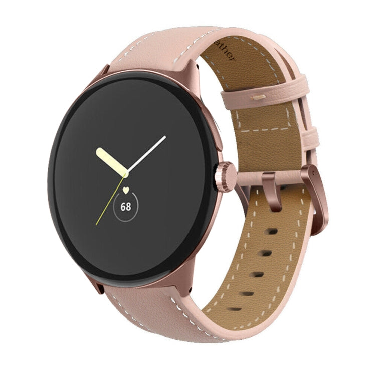 Pointed Tail Stitching Genuine Leather Watch Band, For Google Pixel Watch