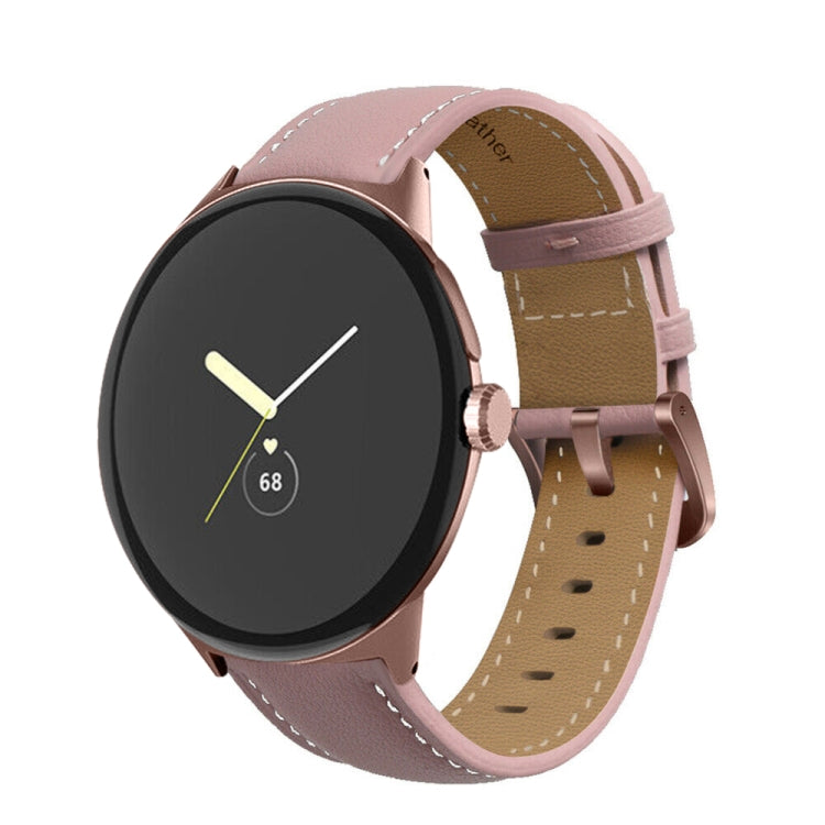 Pointed Tail Stitching Genuine Leather Watch Band, For Google Pixel Watch