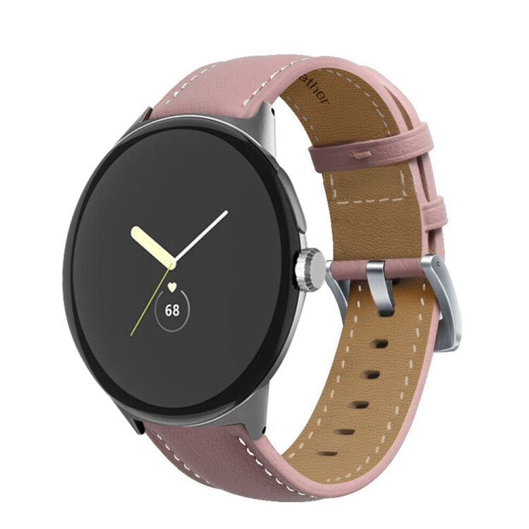 Pointed Tail Stitching Genuine Leather Watch Band, For Google Pixel Watch