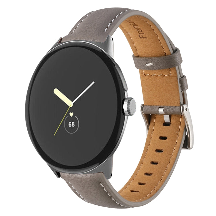 Pointed Tail Stitching Genuine Leather Watch Band, For Google Pixel Watch