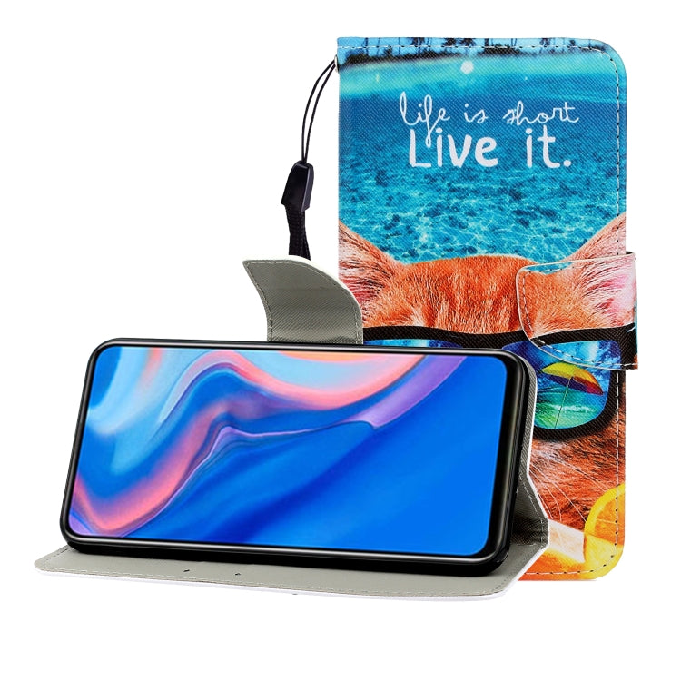 Colored Drawing Horizontal Flip Leather Case with Holder & Card Slot & Wallet, For Huawei P Smart Z / Y9 Prime (2019), For Huawei Enjoy 9, For Huawei Enjoy 10S, For Huawei Honor 9A, For  Huawei Honor 10i / 20i, For Huawei Honor 20 / nova 5T