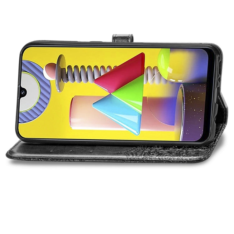 Embossed Mandala Pattern PC + TPU Horizontal Flip Leather Case with Holder & Card Slots, For Galaxy M31
