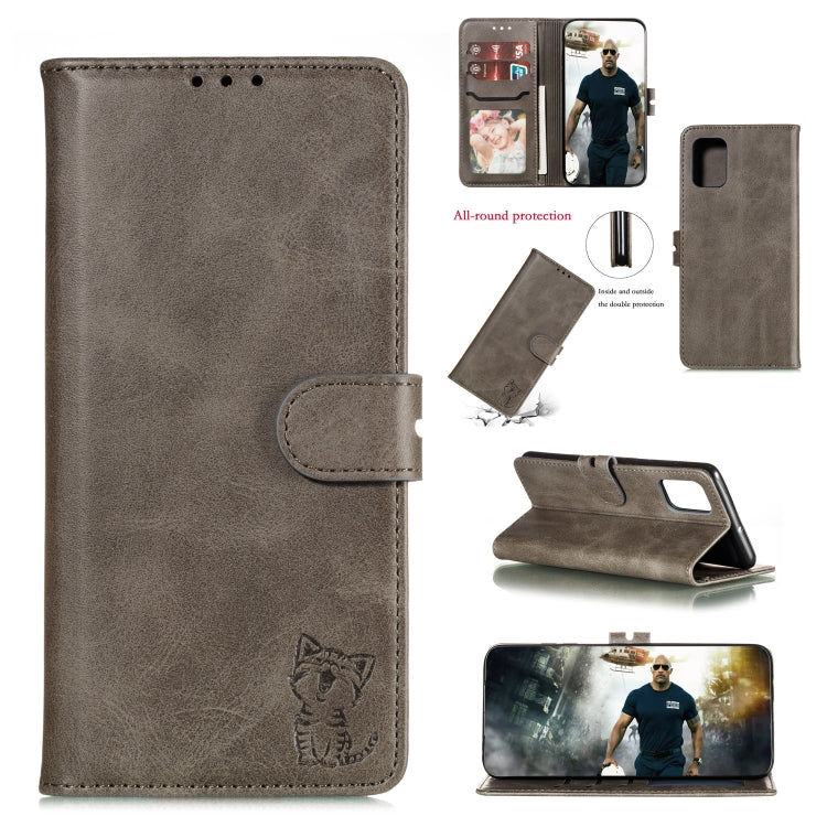 Embossed Happy Cat Pattern Horizontal Flip Leather Case with Holder & Card Slots & Wallet, For Galaxy A51, For Galaxy A71