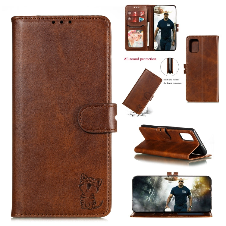 Embossed Happy Cat Pattern Horizontal Flip Leather Case with Holder & Card Slots & Wallet, For Galaxy A51, For Galaxy A71