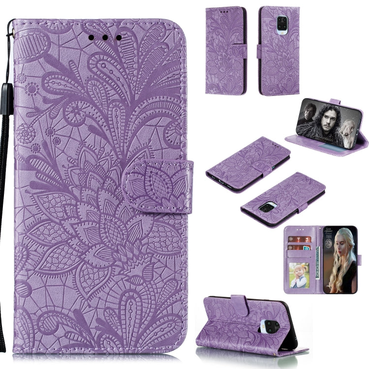 Lace Flower Embossing Pattern Horizontal Flip Leather Case , with Holder & Card Slots & Wallet & Photo Frame & Lanyard, For Huawei Enjoy 10e, For Xiaomi Redmi K30 Pro, For Xiaomi Redmi Note 9 Pro, For Xiaomi Redmi Note 9 Pro Max, For Xiaomi Redmi Note ...