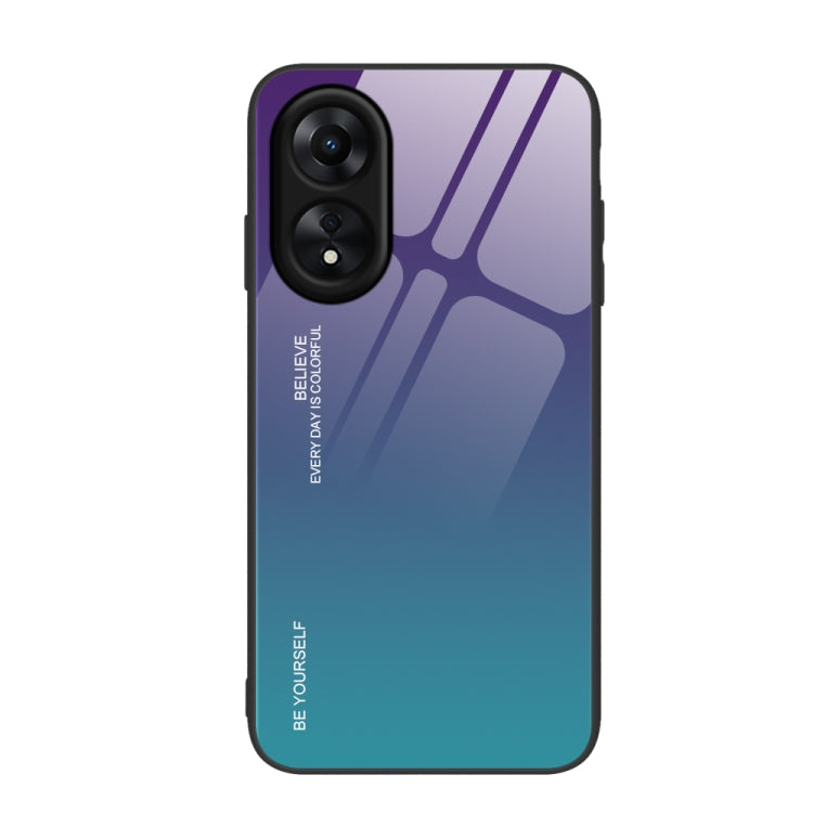 For OPPO A17 Gradient Color Glass Phone Case, For OPPO A17
