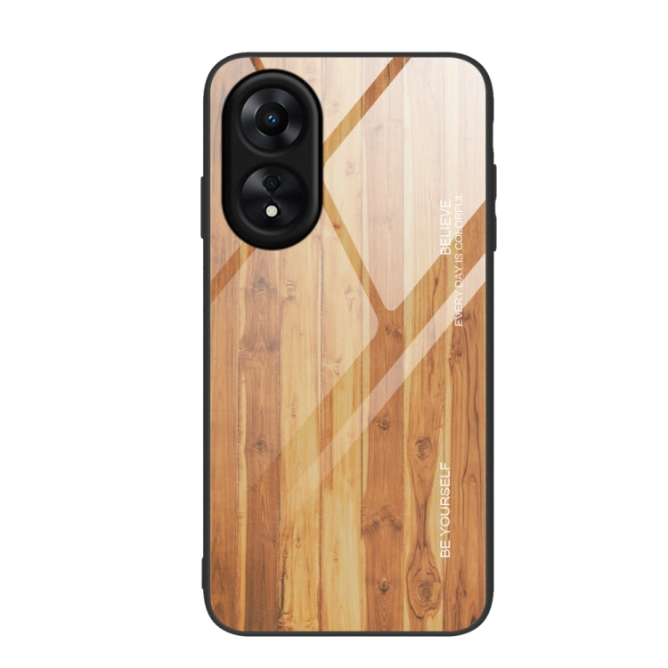 For OPPO A17 Wood Grain Glass Phone Case, For OPPO A17