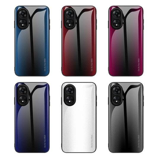 For OPPO A17 Texture Gradient Glass TPU Phone Case