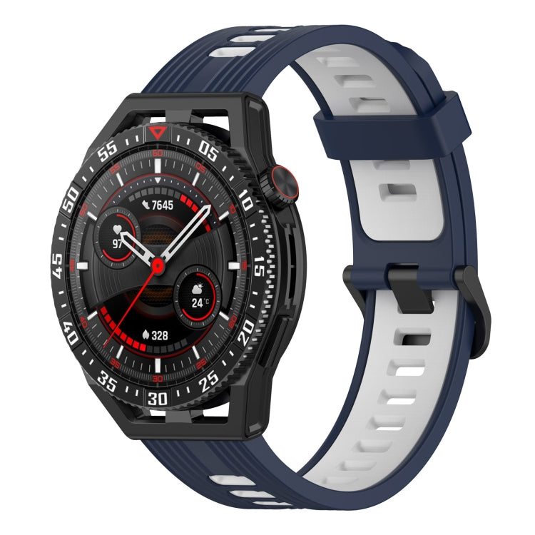 22mm Two-color Stripe Silicone Watch Band