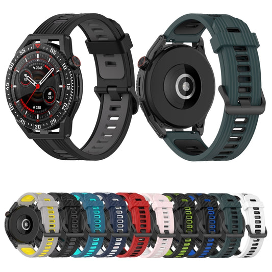 22mm Two-color Stripe Silicone Watch Band