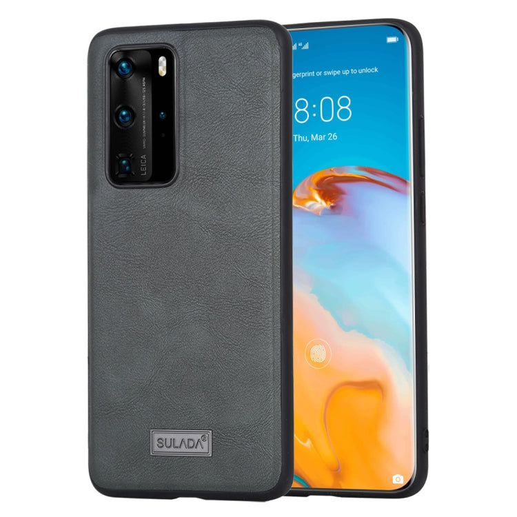 SULADA Shockproof TPU + Handmade Leather Protective Case, For Huawei P40, For Huawei P40 Pro