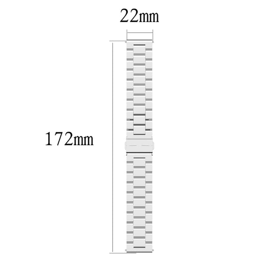 22mm Three Bead Stainless Steel Metal Watch Band