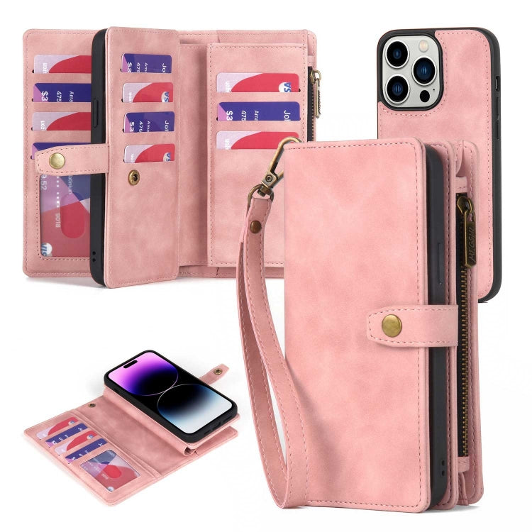 Zipper Wallet Magnetic Detachable Leather Phone Case, For iPhone 14, For iPhone 14 Pro, For iPhone 14 Plus, For iPhone 14 Pro Max, For iPhone 13, For iPhone 13 Pro, For iPhone 13 Pro Max, For iPhone 12 / 12 Pro, For iPhone 12 Pro Max, For iPhone 11����...