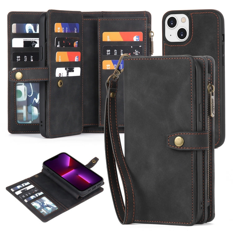 Zipper Wallet Magnetic Detachable Leather Phone Case, For iPhone 14, For iPhone 14 Pro, For iPhone 14 Plus, For iPhone 14 Pro Max, For iPhone 13, For iPhone 13 Pro, For iPhone 13 Pro Max, For iPhone 12 / 12 Pro, For iPhone 12 Pro Max, For iPhone 11����...