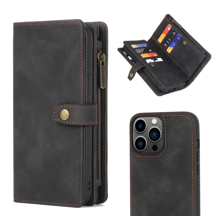 Zipper Wallet Magnetic Detachable Leather Phone Case, For iPhone 14, For iPhone 14 Pro, For iPhone 14 Plus, For iPhone 14 Pro Max, For iPhone 13, For iPhone 13 Pro, For iPhone 13 Pro Max, For iPhone 12 / 12 Pro, For iPhone 12 Pro Max, For iPhone 11����...