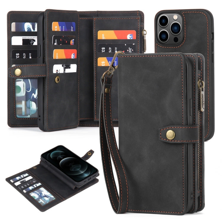 Zipper Wallet Magnetic Detachable Leather Phone Case, For iPhone 14, For iPhone 14 Pro, For iPhone 14 Plus, For iPhone 14 Pro Max, For iPhone 13, For iPhone 13 Pro, For iPhone 13 Pro Max, For iPhone 12 / 12 Pro, For iPhone 12 Pro Max, For iPhone 11����...