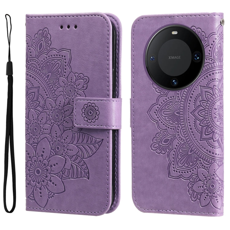 Seven-petal Flowers Embossing Leather Phone Case, For Huawei nova 13 Pro, For Huawei nova 13 / nova 12, For Huawei Enjoy 70 Pro, For Huawei Enjoy 70, For Huawei nova 11 SE, For Huawei nova 12 Pro, For Huawei Mate 60, For Huawei Mate 60 Pro�������������...